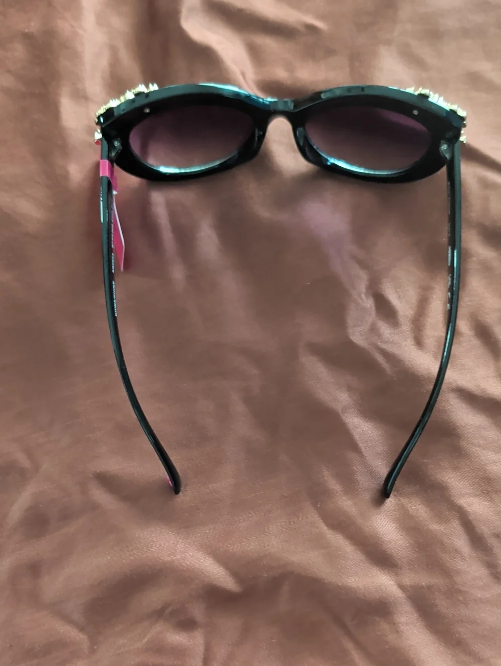 Betsey Johnson Black Round Sunglasses with Pastel Floral Embellishments